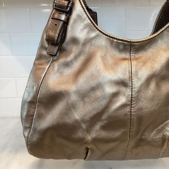 Coach Maggie Madison Metallic Leather Hobo Shoulder Bag HTF - Picture 4 of 16